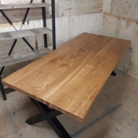Eiken tafel met X-poot - 220 x 100 cm
