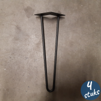 Hairpin poten -  Zwart gecoat - 40 cm